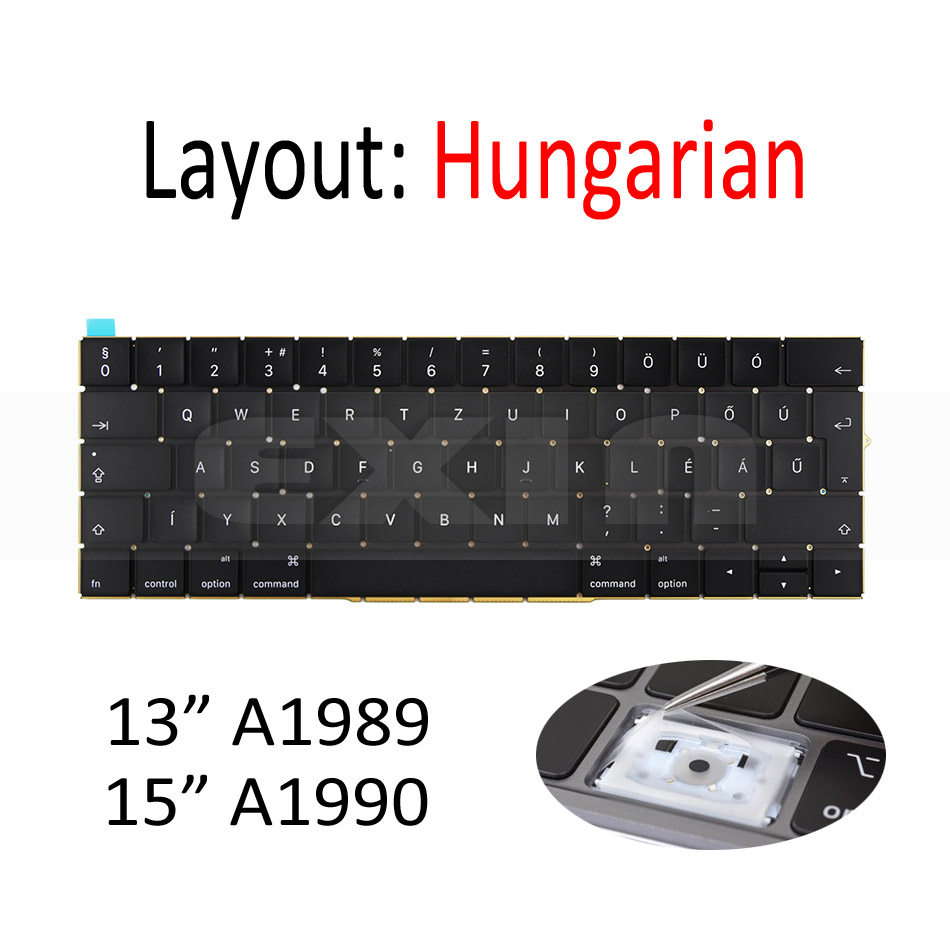 A1989 A1990 Toetsenbord US UK Engels voor Macbook Pro 13 "15" Toetsenbord MR9Q2 MR932 MR942 EMC 3124 EMC 3215: Grey