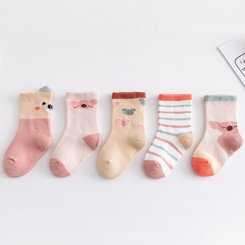 5 Pairs/lot Cute Cartoon Baby Boy Socks Winter Thicken Cotton Toddler Girl Socks Soft Animal Print Children Socks Infant Socks: 3 / 3-5years