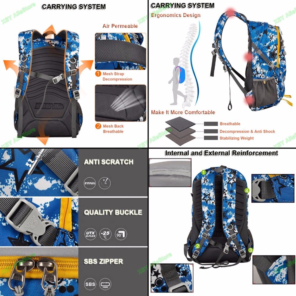 SINPAID, nueva mochila de viaje a prueba de agua a la para hombres y mujeres, bolsa de viaje multifuncional con patrón de estrella para chicas adolescentes