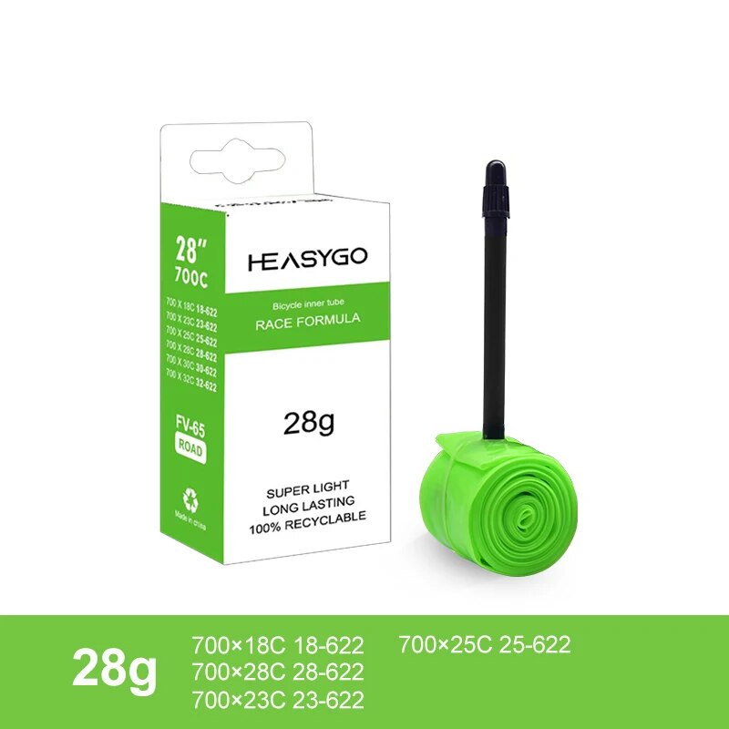 Ultralight Bike Inner Tube 700C 18 23 25 28 Road Bicycle TPU Tire 65mm Length French Valve Super Light Tube: Khaki