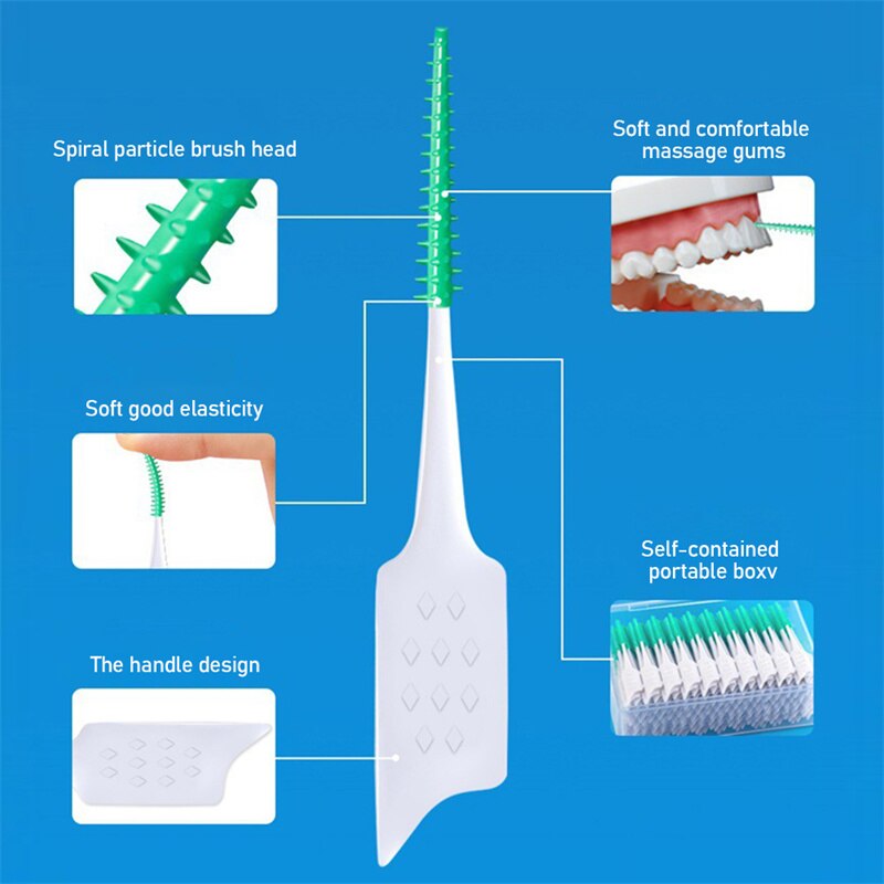 150Pcs/set Interdental brush Orthodontic brush Cleaning Teeth Gaps Oral Care Soft silicone head Interdental brush Good for gums