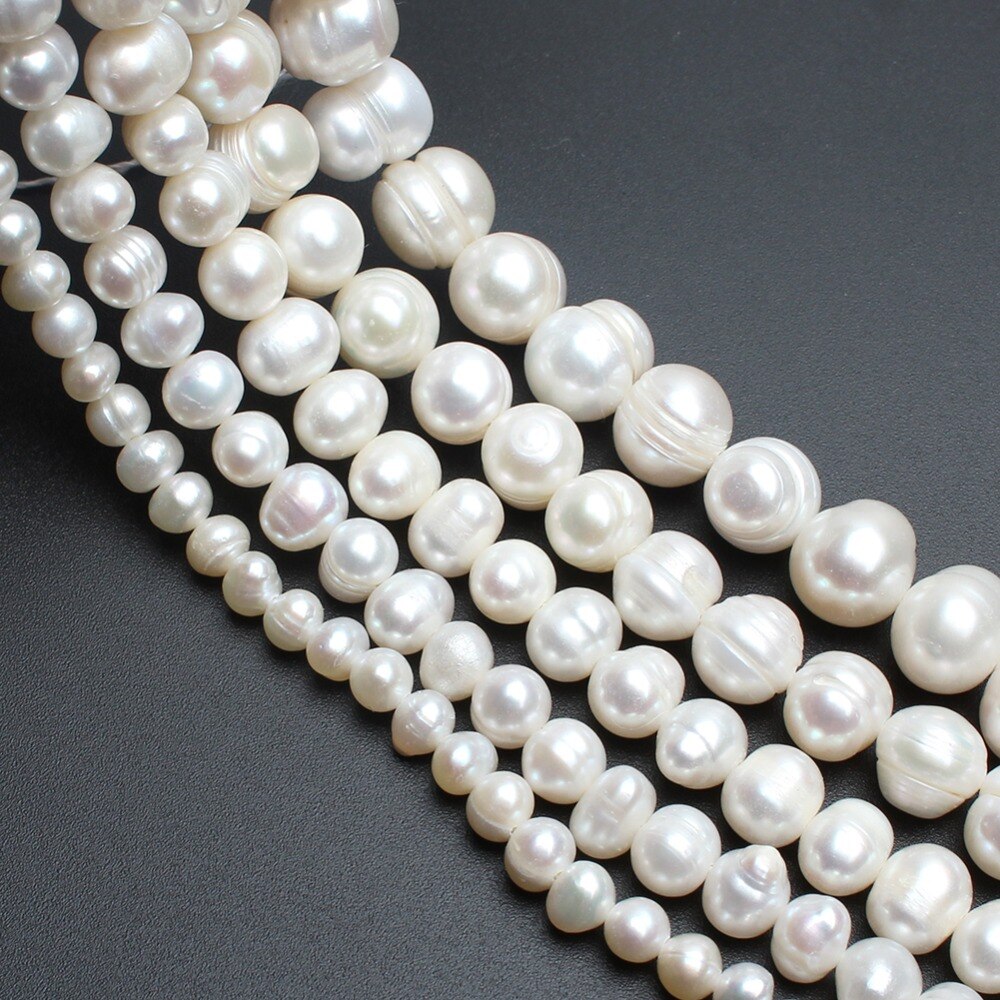 Natural Freshwater White Pearl 6-7mm 7-8mm 9-10mm Round Beads for Jewelry Making DIY Charm Earrings Bracelet Necklace 15 inches