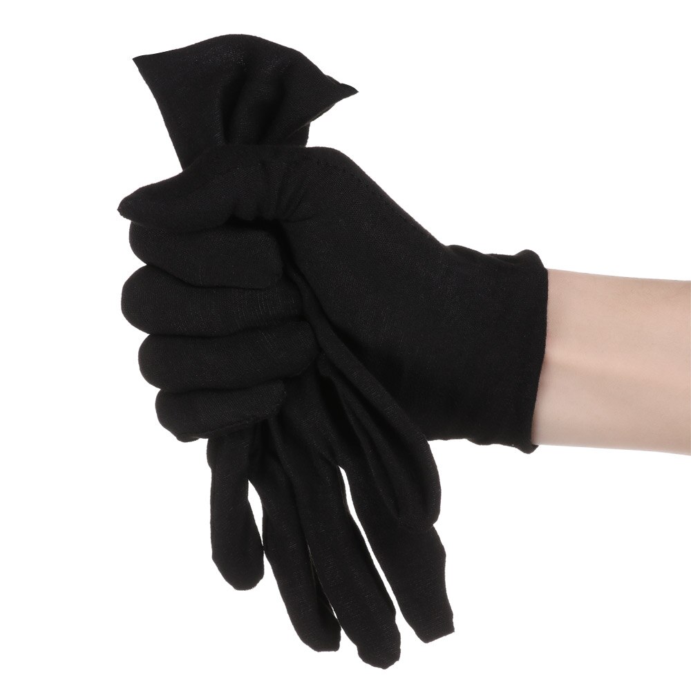 Guantes de algodón antideslizantes, de , finos, negros, para inspección de trabajo, transpirables, paquete de 6 unidades