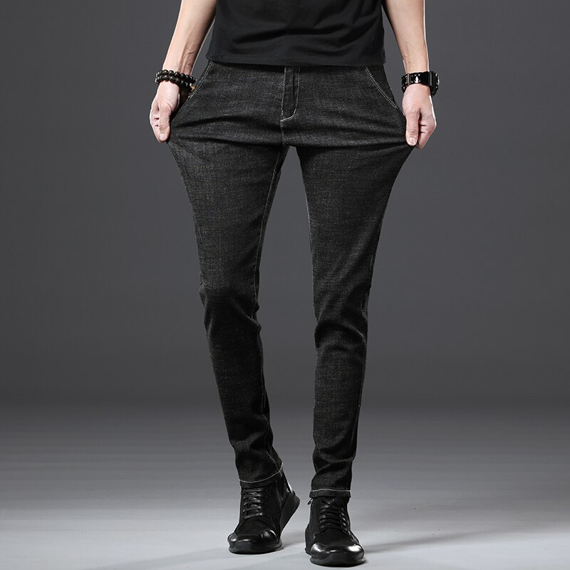 Jantour Nieuwkomers Jeans Mannen Toevallige Mannelijke Denim Broek Straight Slim Fit Donkerblauw Mannen Broek yong Man