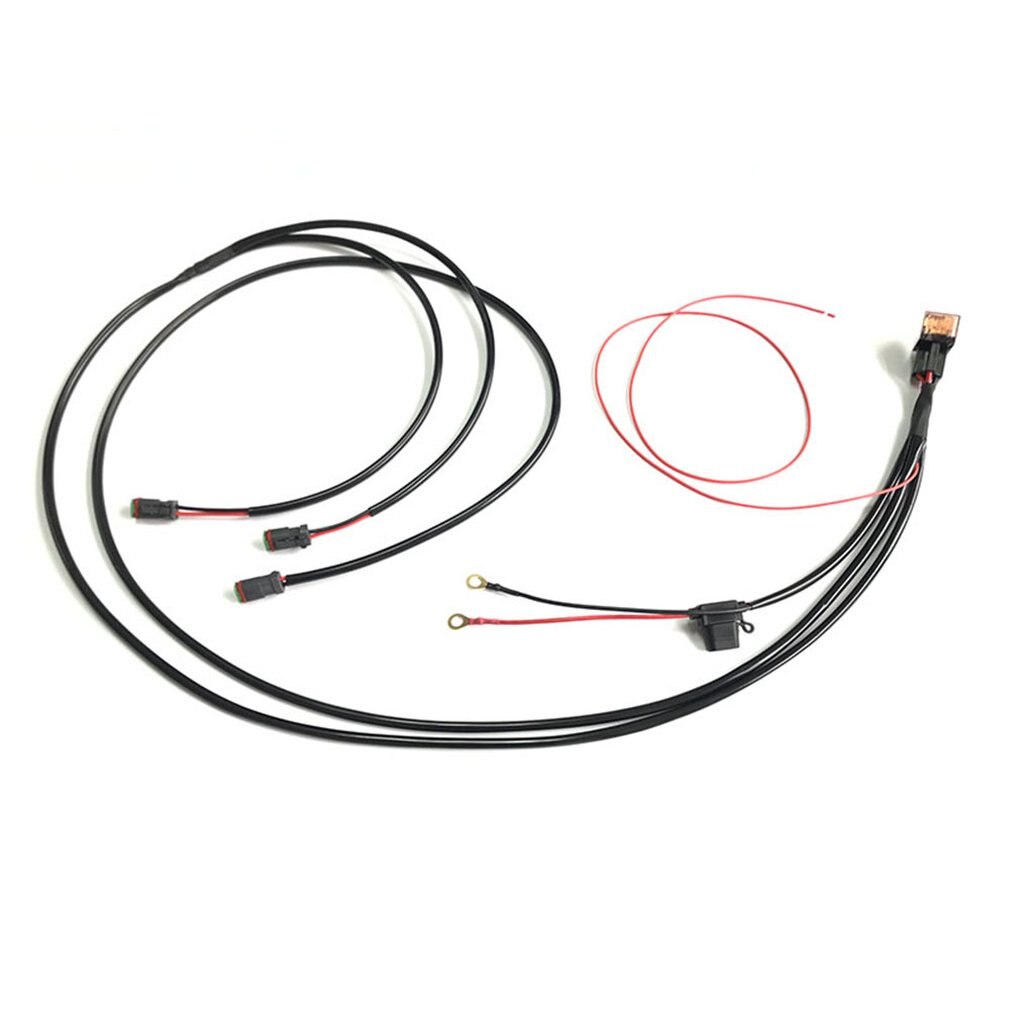 Connecting 3 Car LED Work Light Wiring Harness With DT Connecter Waterproof Universal for Long Strip Light Off-road Spotlights