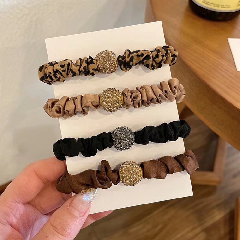 Koreanische Strass Dickdarm Ring Weibliche Hohe Elastische Haar Ring Kristall Perlen Gummi Haar Bänder Gummiband Kopfschmuck