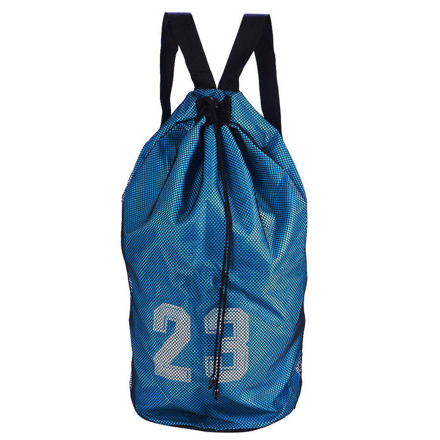 Drawstring Backpack - Mesh Storage - Sports Ball Bag - Kordelzug Taschen: Blue