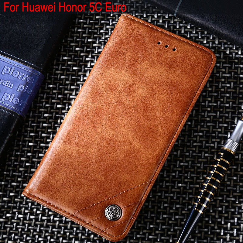 Funda voor huawei honor 5C Euro case geen Fingerprinting Luxe Leather Flip cover met Stand Card Slot Vintage Zonder magneten