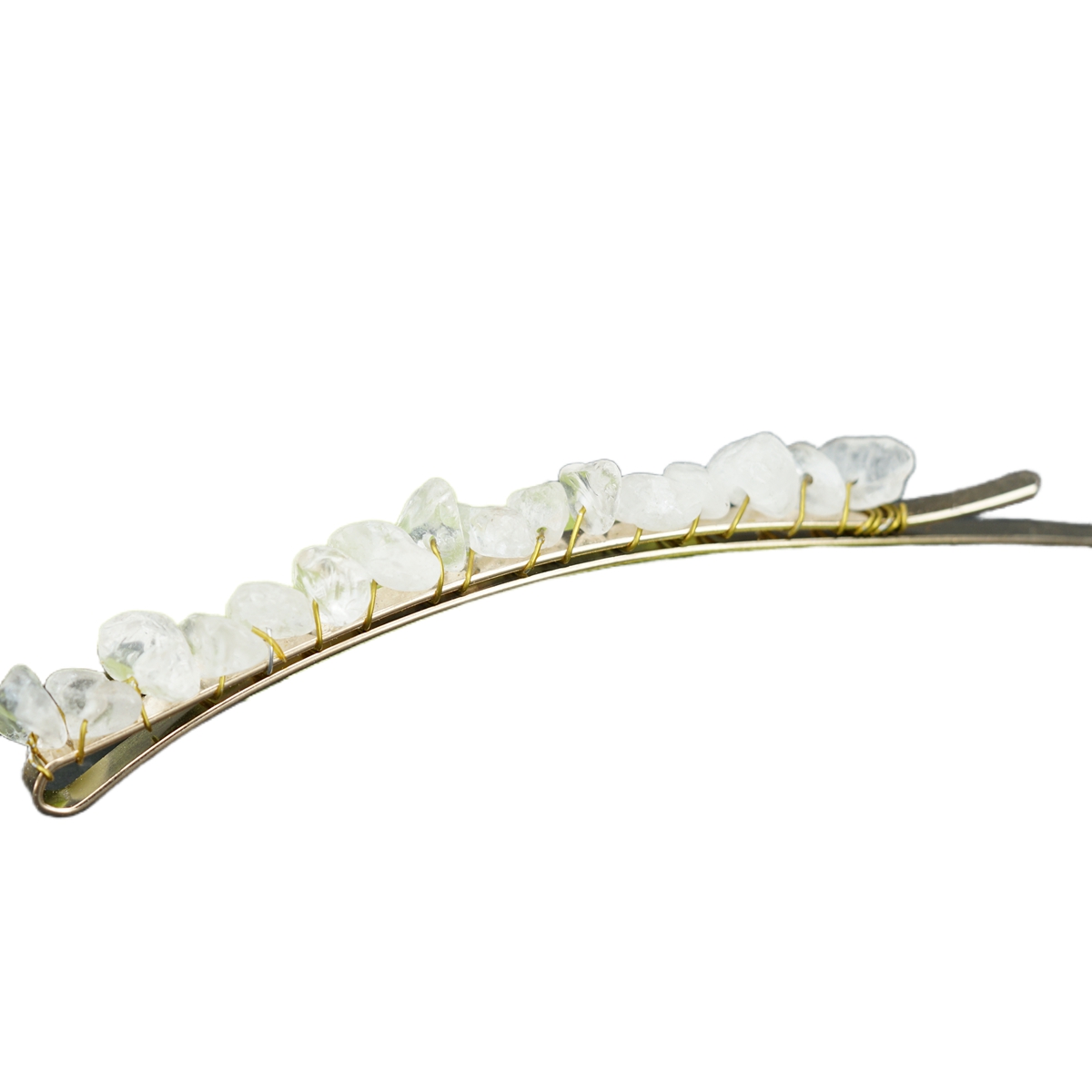 Women Hair Clip Pin Handmade Chip Gemstone Barrettes Hair Grips Accessories Crystal Bobby hairpin Girls Headwear: Silver