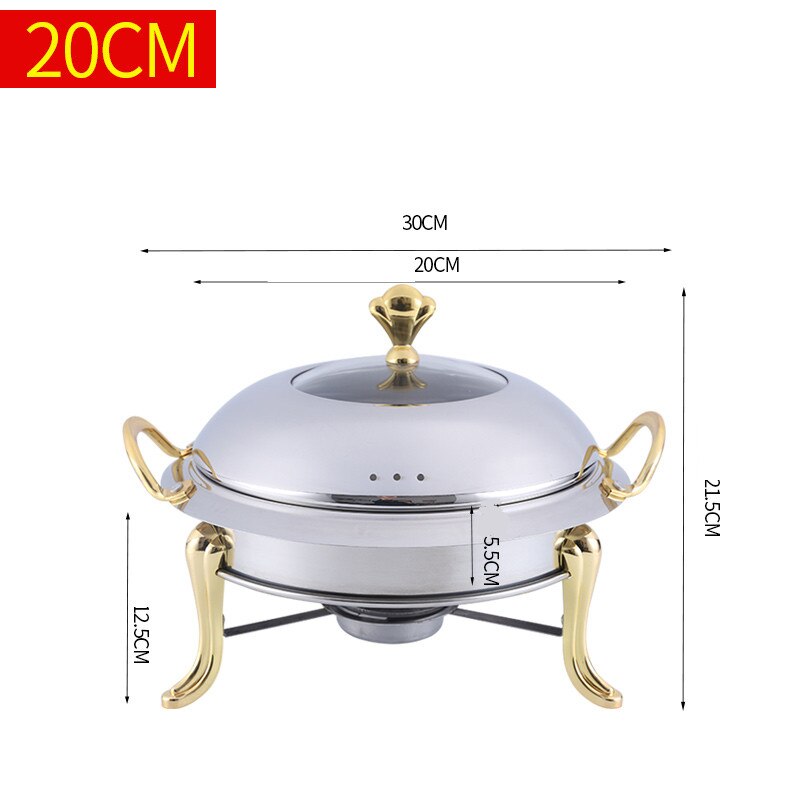 Thickened stainless steel alcohol pot dry pot small hotpot restaurant Pot son hotel commercial household shabu fry pot pot: Golden 20cm