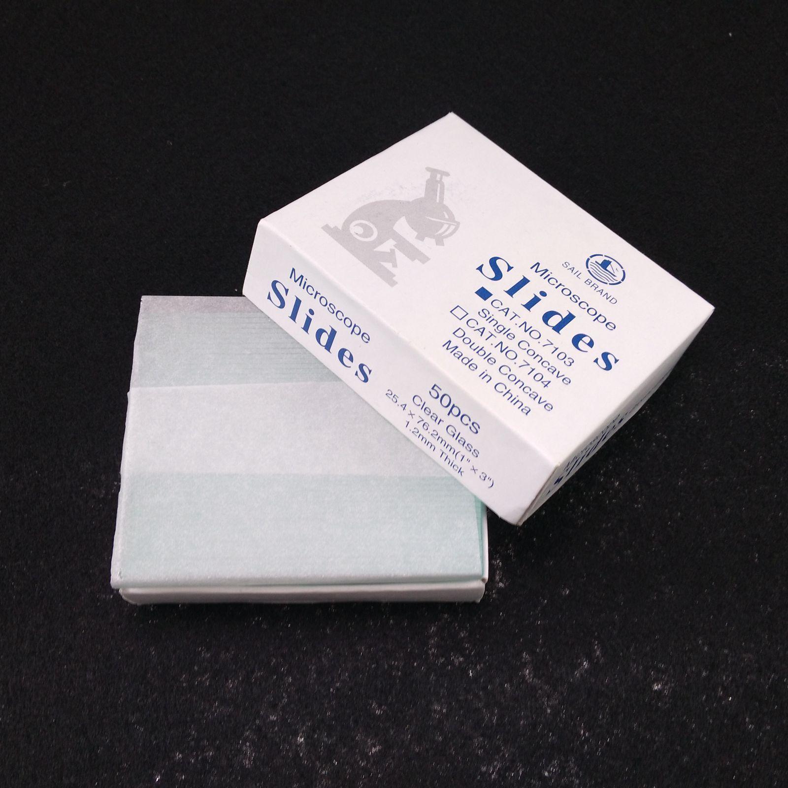 50pcs 25.4x76.2mm Glass Clear Double Concave 7104 Microscope Micro Slides