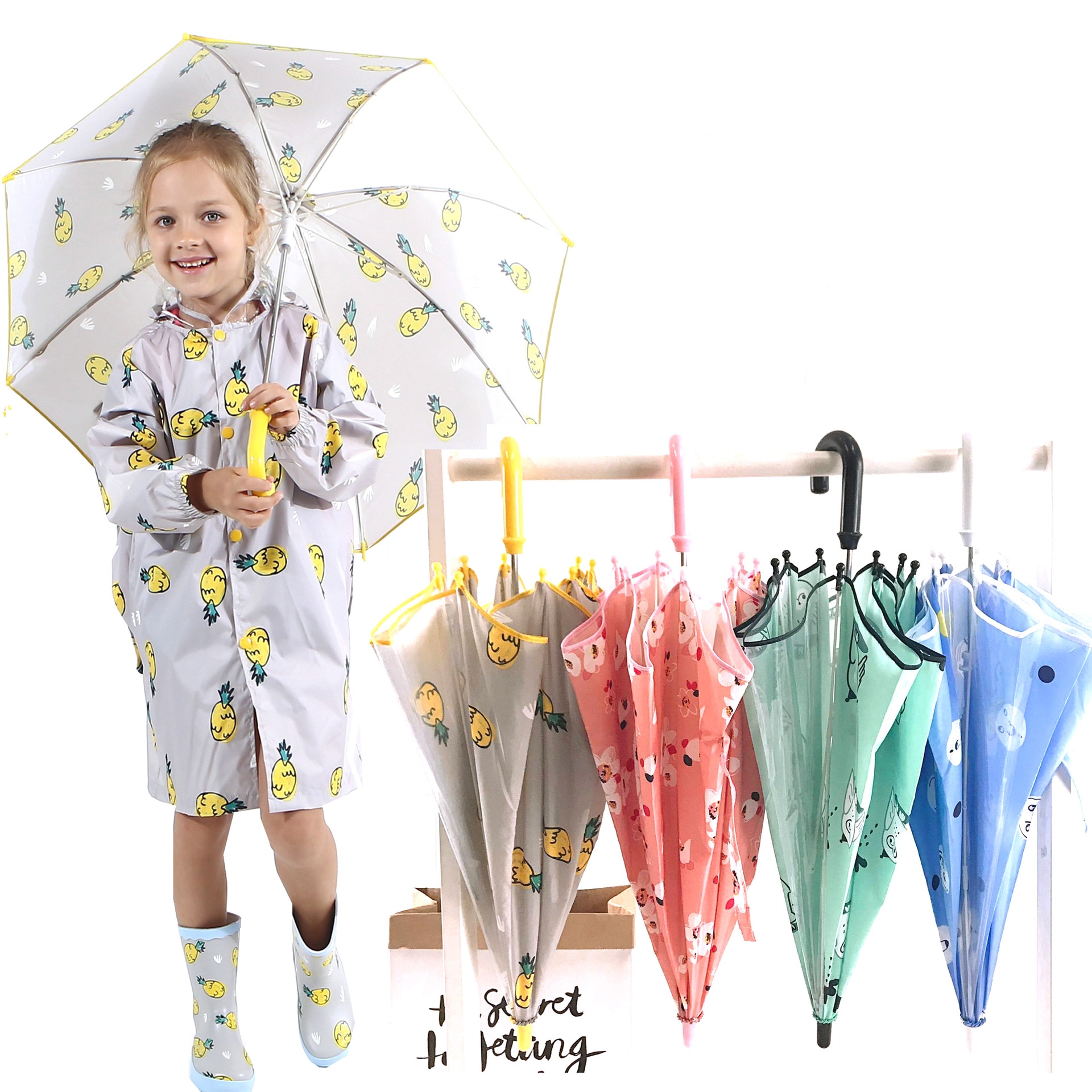 Parasol 6 couleur enfants parapluie 8 os nordique mignon dessin animé Animal parapluie ananas prune imperméable parapluie