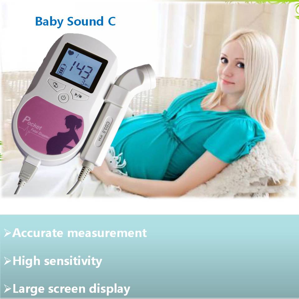 CONTEC Fetal Doppler 3MHz Probe Heart Beat Monitor Backlight LCD Blue Color + Free GeL