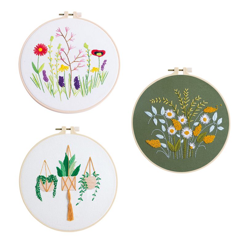 Diy Borduurwerk Bloem Handwerk Handwerken Voor Beginner Kruissteek Ambachten Hand-Gestikt Decor Schilderen Borduren Home Deco: K 3PCS