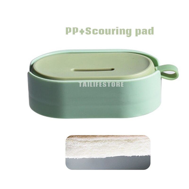Cepillo para la limpieza de la ropa con bandeja, limpiador de polvo de cepillo, herramienta de baño de cocina para ropa, zapatos, Bol, olla, nórdico, PBT PP: Green B