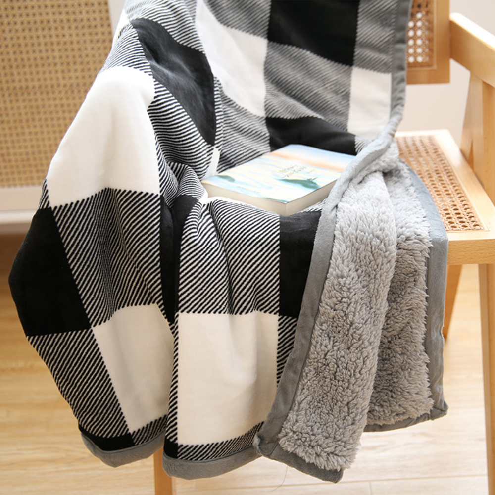 retro-doppeldecke, dick gefüttert, warm, winterdecke aus lammfell, korallenmuster, kniedecke, sofadecke, kuscheldecke, winterdecke, dekoration für zuhause: 100 x 140cm / Blau