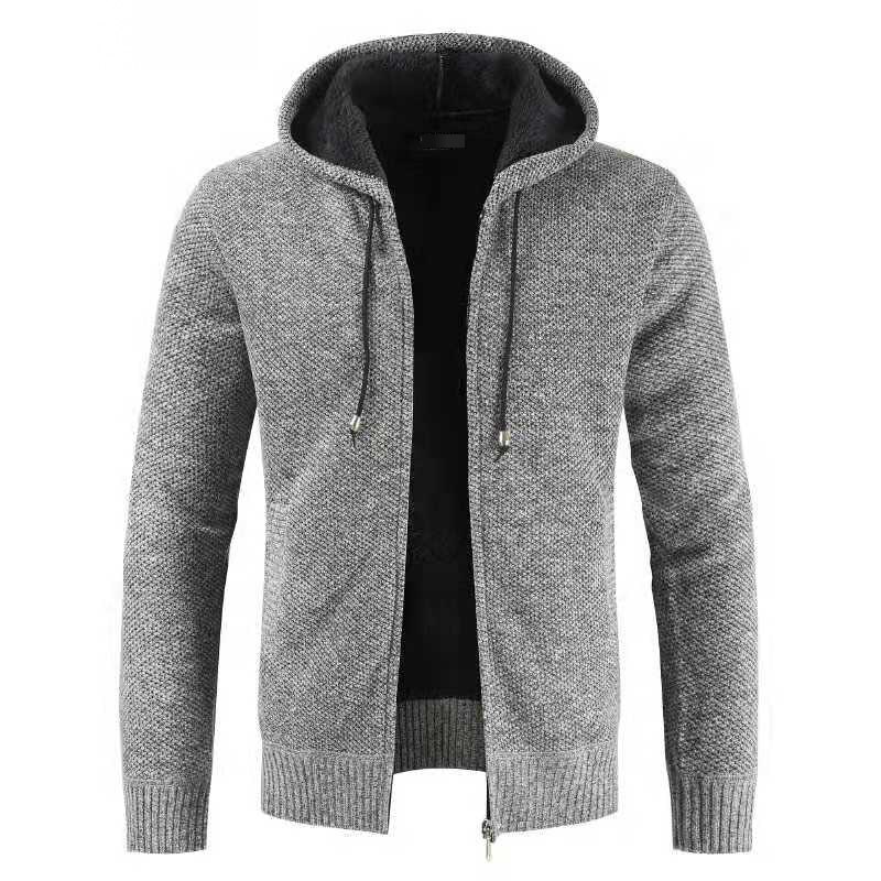 Winter zur Seite fahren männer Warmen Verdicken Einfarbig lässig betroffen Mit Kapuze zur Seite fahren Mann Streetwear Wilden zur Seite fahren Jacke Männer Kleidung: hell grau / XXL