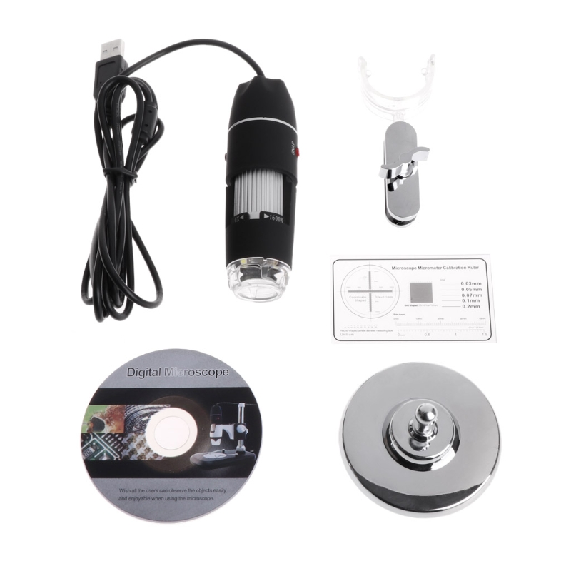 8LED 1600x USB Microscope numérique lentille électronique lumière loupe biologique Endoscope caméra support vidéo