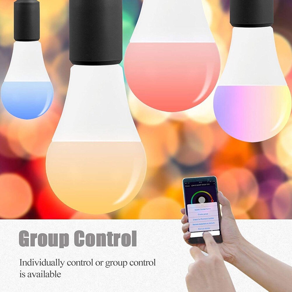 E27 E26 Smart Bluetooth WiFi Bulb RGB RGBW Dimmable LED Bulb Light Alexa Google 16 Million Colours Multicolor Group