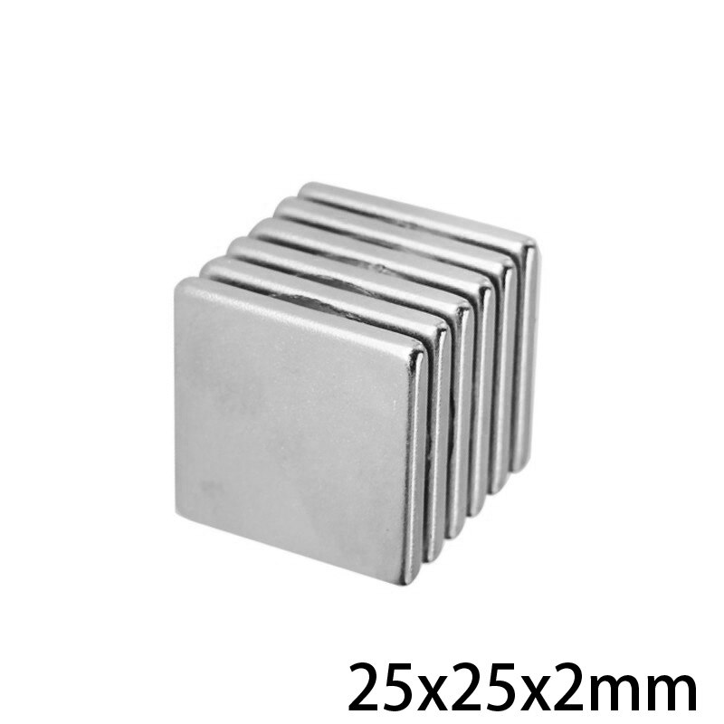2 ~ 50 stk. 25 x 25 x 2 blok kraftig magnet tykt bulkark neodym magnetisk 25 x 25 x 2mm stærke permanente ndfeb magneter 25*25*2 mm