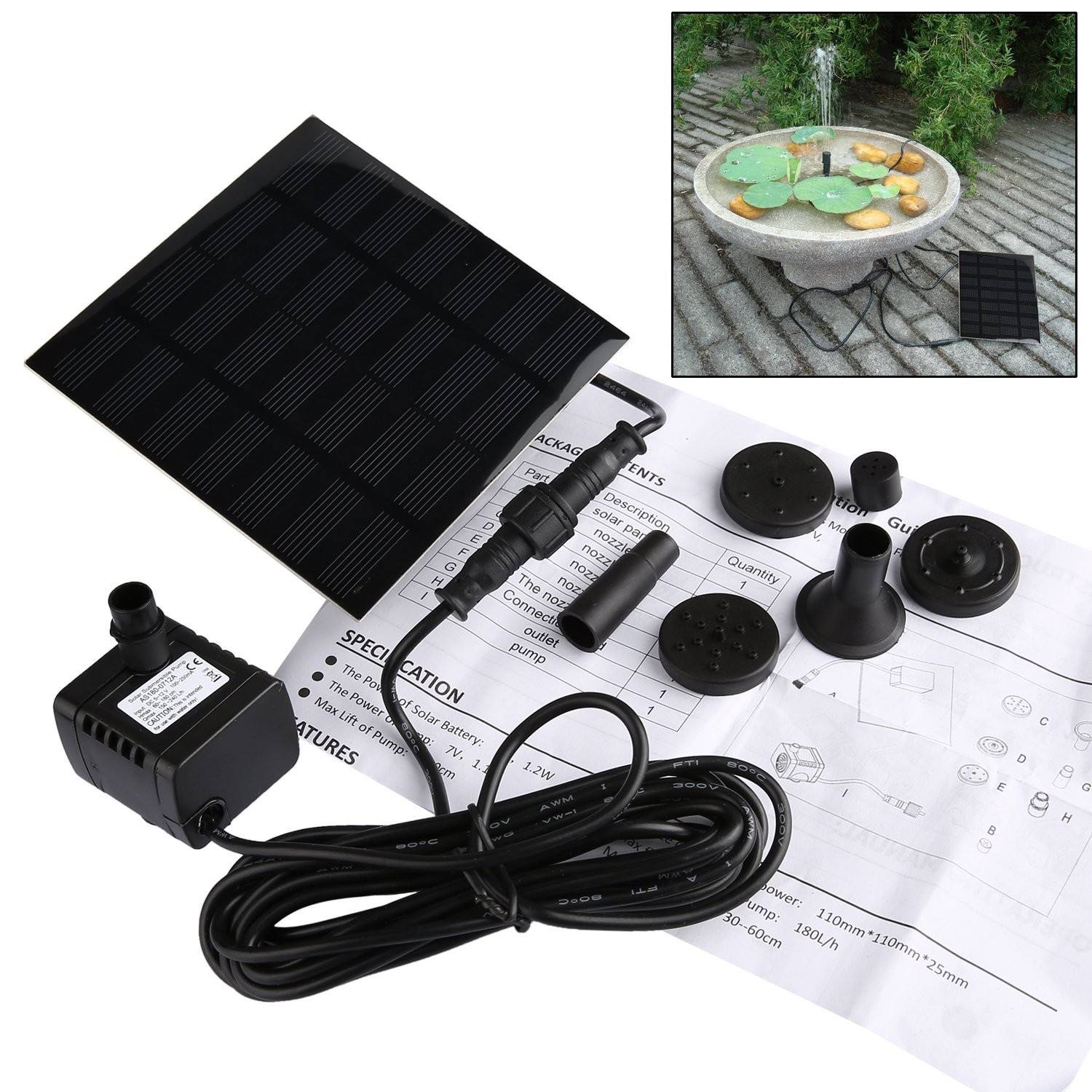 Solenergi flydende springvand vandpumpe til havedam pool akvarium landskab pool have solenergi dekorativt springvand