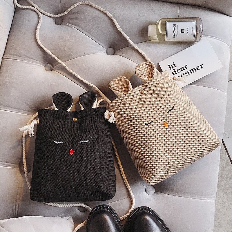 Mode Kleine Verse Kat Oor Linnen S Bag