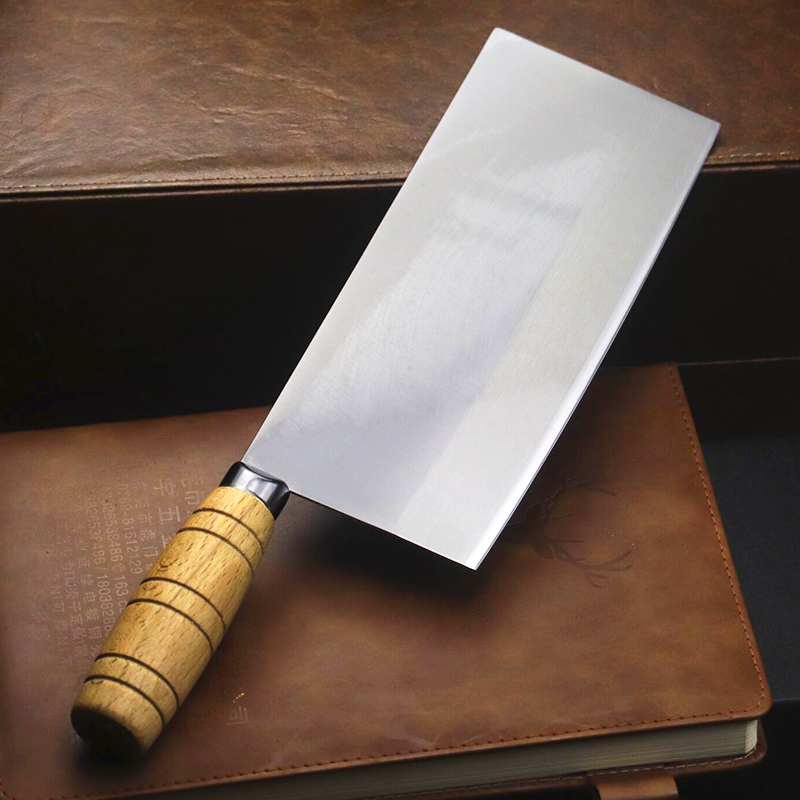 Kitchen stainless steel round handle Mulberry knife large white Wolf dragon slicer chef commercial slicing knife with scabbard: L-caidao9D