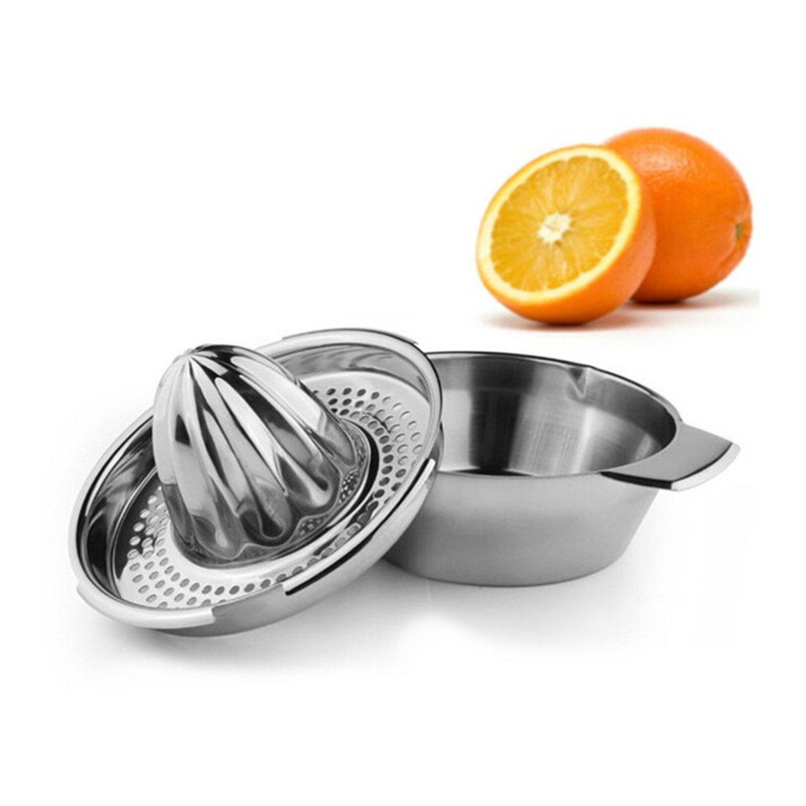 Stainless Steel Lemon Squeezer Juicer with Bowl Container Oranges Lemons Juice