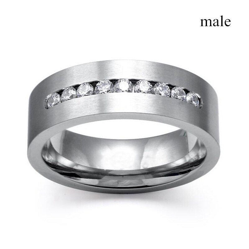 Carofeez trendy kæresteringe enkle rustfrit stål mænds ring romantisk hjerte rhinestones zirkon dame ringe sæt