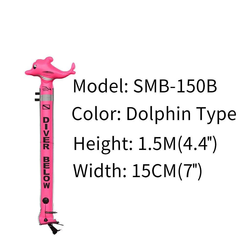 1.2 M/1.5 M/1.8 M Professionele Duiken Opblaasbare Veiligheid Worst Signaal Buis Oppervlak Boei (Smb) diver Hieronder: Dolphin Type 1.5M