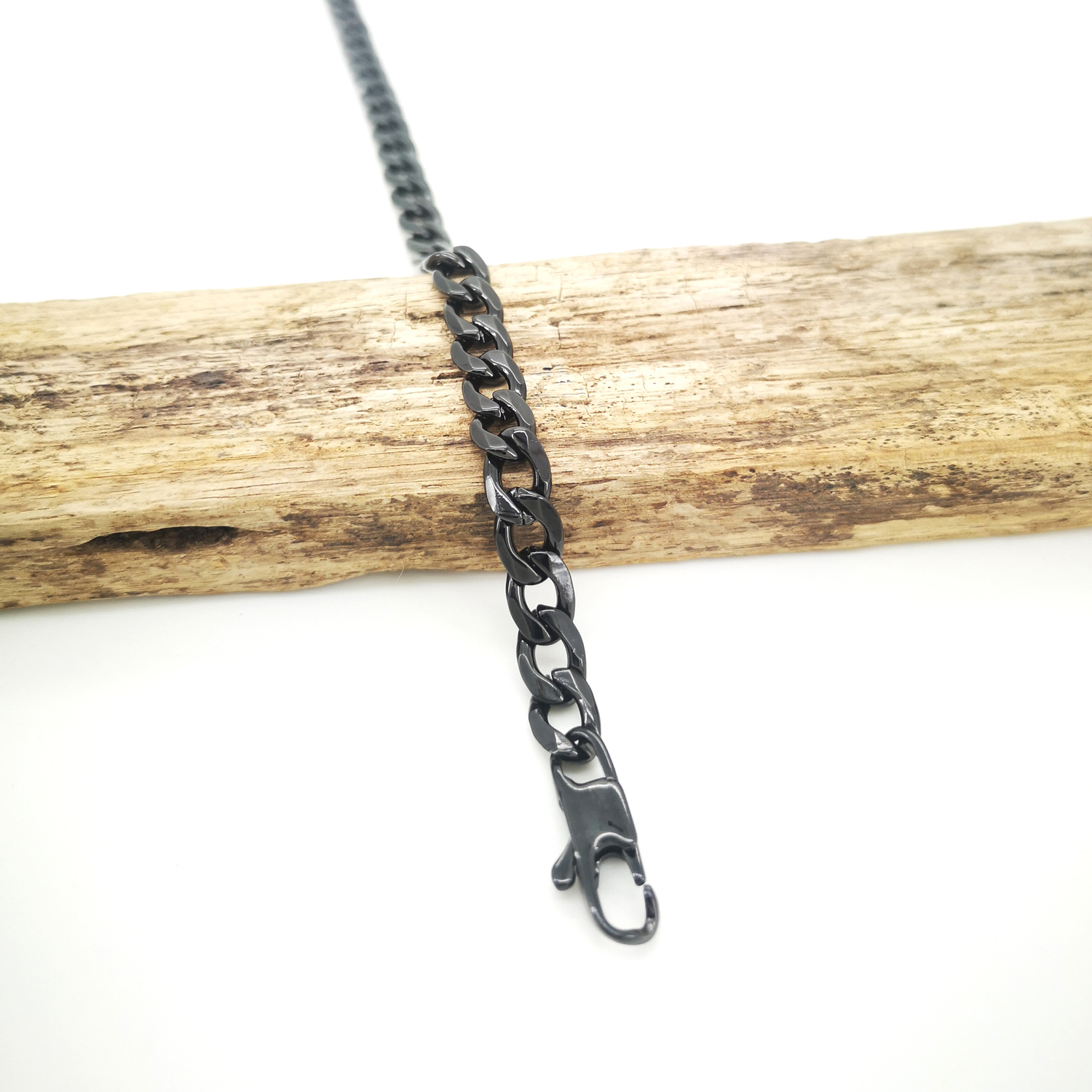 6Mm Rvs Ketting Voor Mannen/Vrouwen Lange Curb Cubaanse Ketting 18 "-36" Gun Black mode Jewerly Mannelijke Byzantijnse Jongen