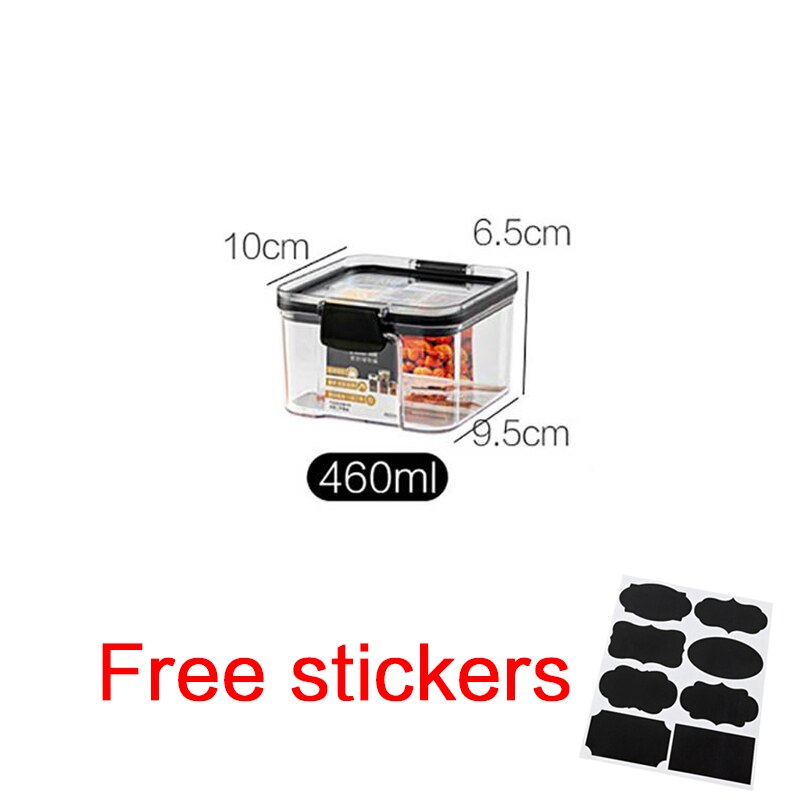 1800ml Dry Food Storage Box Food Containers Transparent Stackable Kitchen Spaghetti Noodles Sealed Tank Cans Organizers bottles: A 460ml