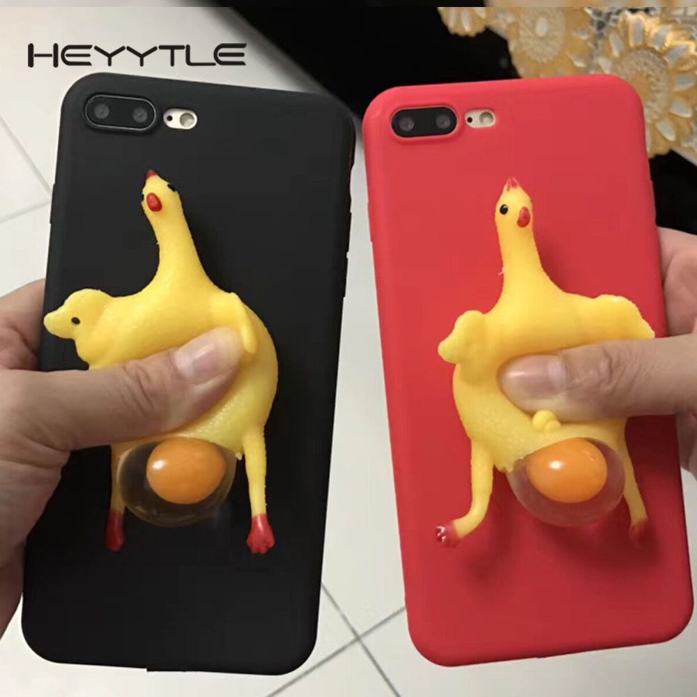 Heyytle 3D Squishy Chicken Phone Cover For Apple iPhone X 8 7 6S 6 Plus 5 5S 5C SE Case Stress Reliever Patterned Soft TPU Cases