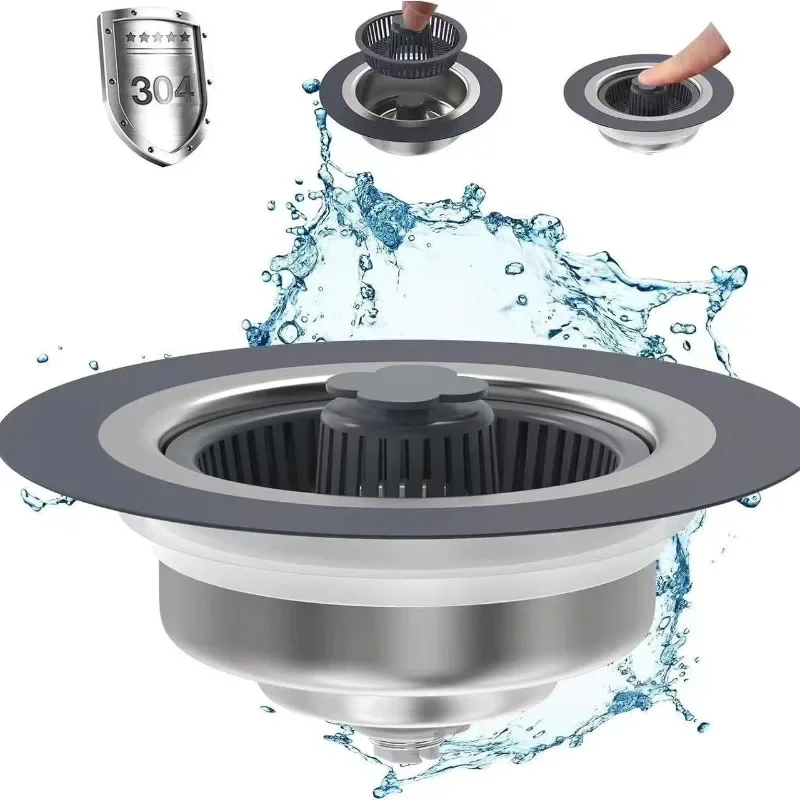 Aanrecht Bounce Core ABS Anti Verstopping Afvoer Perstype Groentebak Gootsteenafvoer Insecten- en geurbestendig Universeel