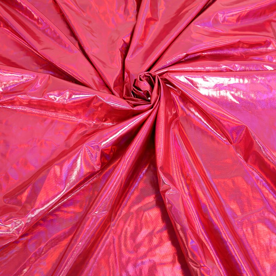 Holografische folie iriserende spandex stof, 2 -weg rekbaar voor doe-het-zelf podium leotard kostuum, 60 "breed per meter: Rozerood