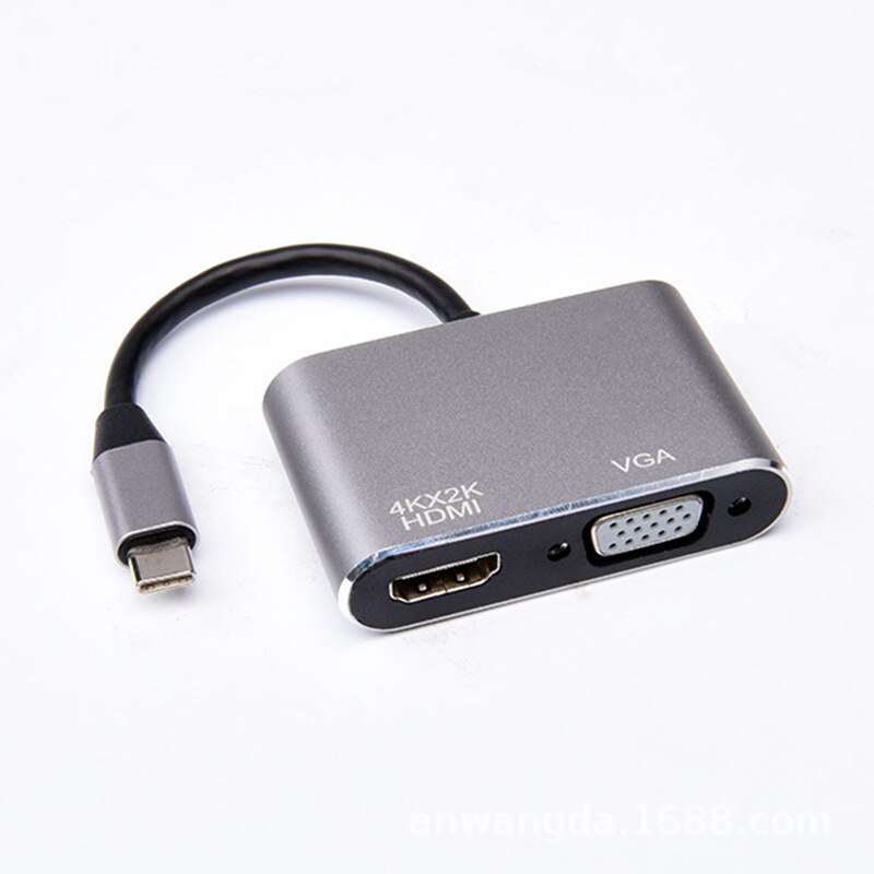 USB 3.1 Type-C to HDMI VGA 1080P 4K 1080P Video Adapter USB C HUB Converter for Laptop MacBook Projector TV: Grey