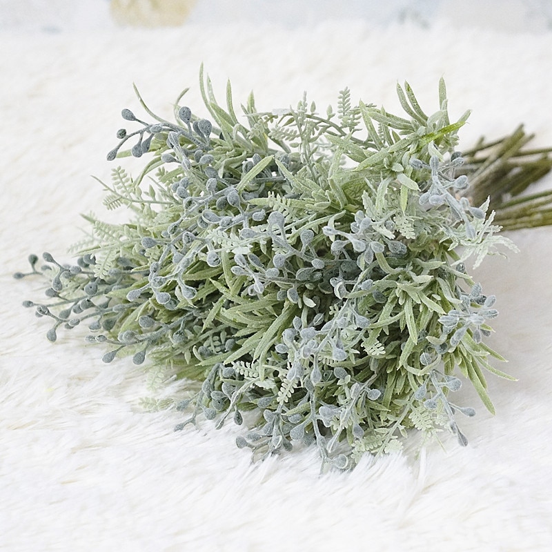 Paquet de fruits Luohan fait à la main avec des feuilles floquées fleur artificielle en plastique fleurs artificielles pour la décoration de noël de mariage