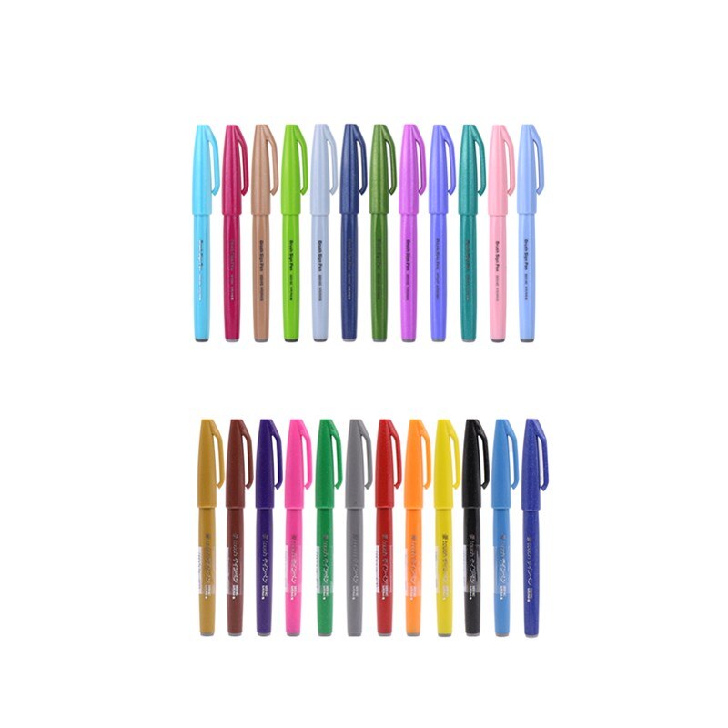 12/24pcs Japan Pentel Touch Brush Fude Pen Pastel / Normal Color SES15C Sign Pen Art Wrting Supplies: 24pcs each color 1