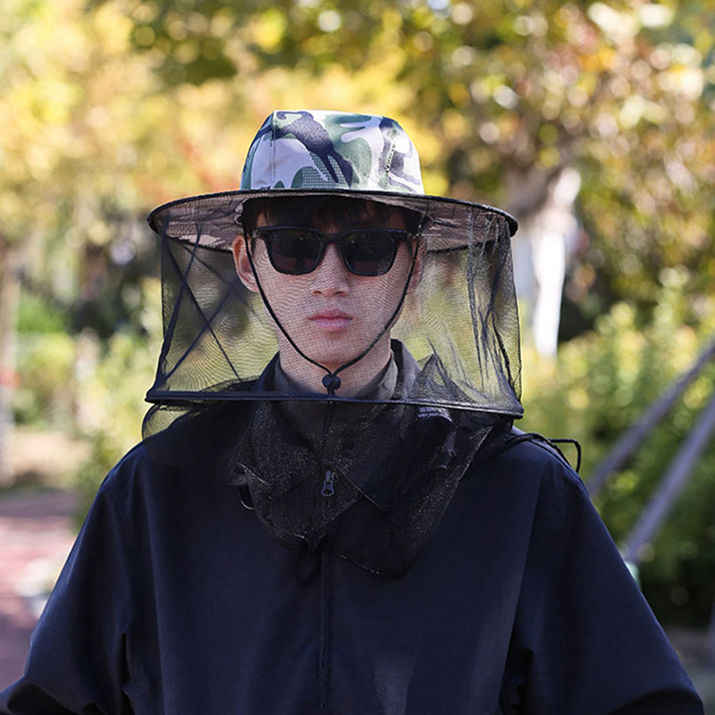 Gorro de pesca de malla para hombre y mujer, gorro para guardar abejas con mosquitera, previene el sol, UV, sombrilla para exteriores, cubre la cabeza para caminar