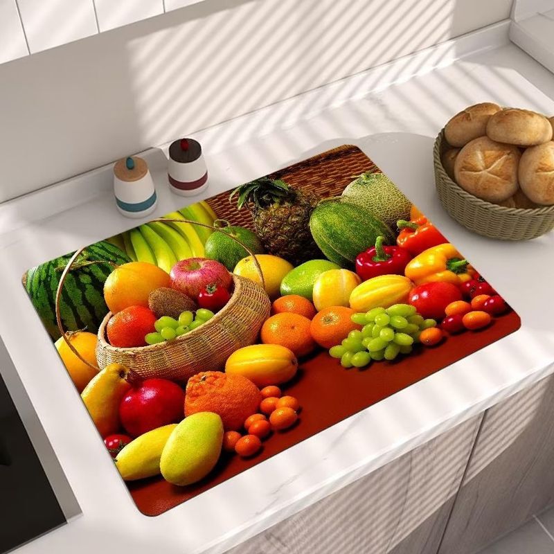 3d Kieselalgen Schlamm Küche Arbeitsplatte Ablauf Pad Saugfähigen Pad Geschirr Ablassen matt Nicht-Unterhose Küche Tischset Geschirr Trocknen matt: 70x40cm / MULTI