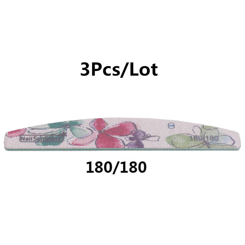 3 stuks nagelvijl met bloemenprint, nagelbufferblok, kleurrijk limoengroen, 80/100/150/180/240/320 afwasbare vijltjes, manicuretool: 04