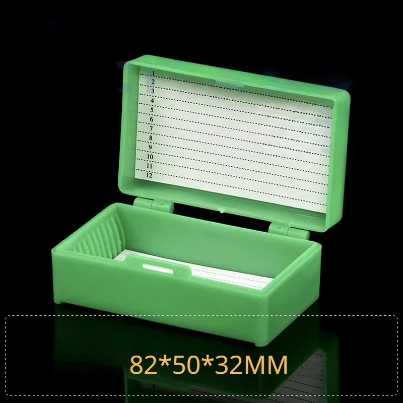 Microscope Slide Box Biological Pathology Slides Bio Slice Slots Storage Box Rectangular Microscope Glass Specimen Holder: green