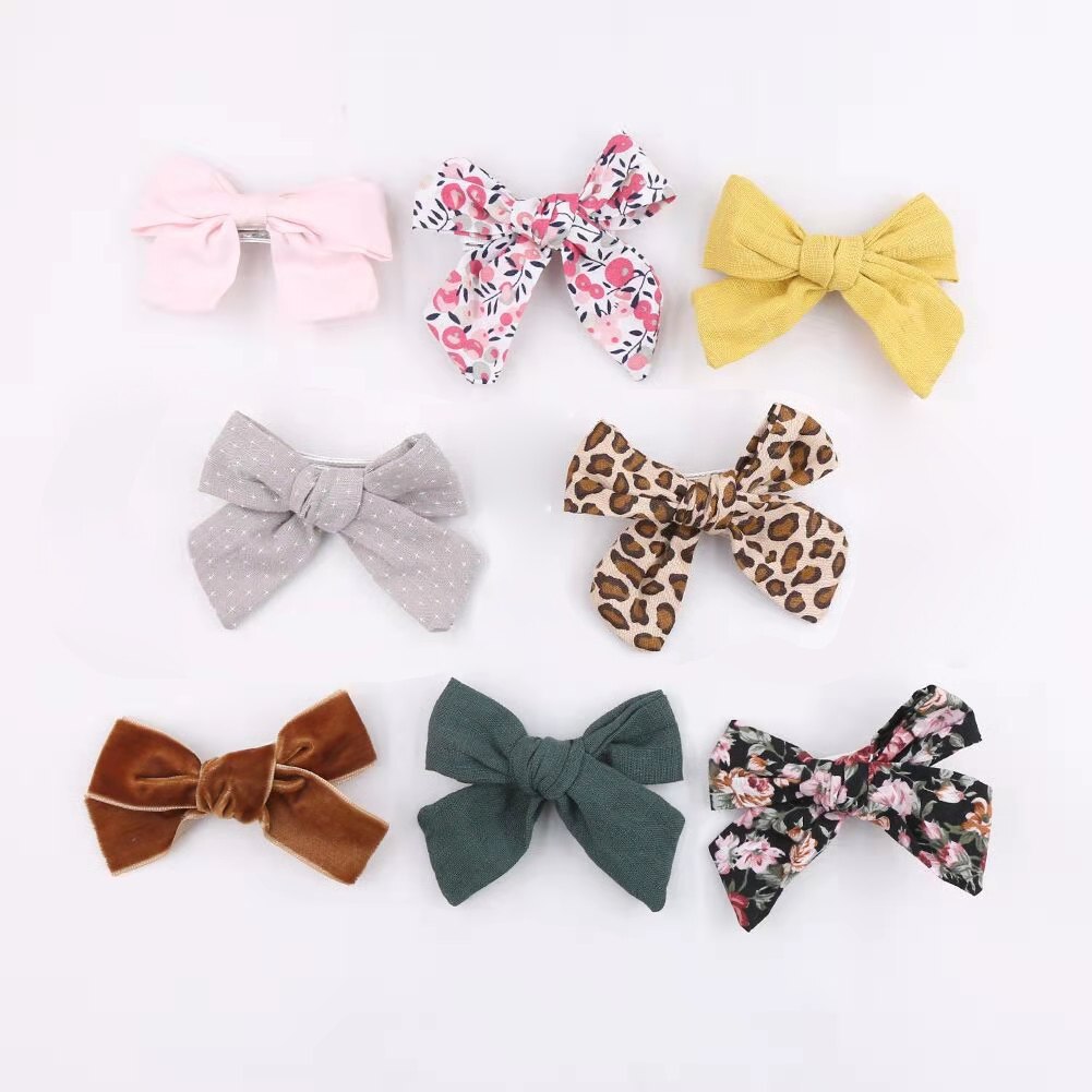 8 unids/lote bebé pinza para el pelo con lazo para niñas algodón accesorios de pelo para niño playa Clips laterales niños mariposa broches niño sombreros