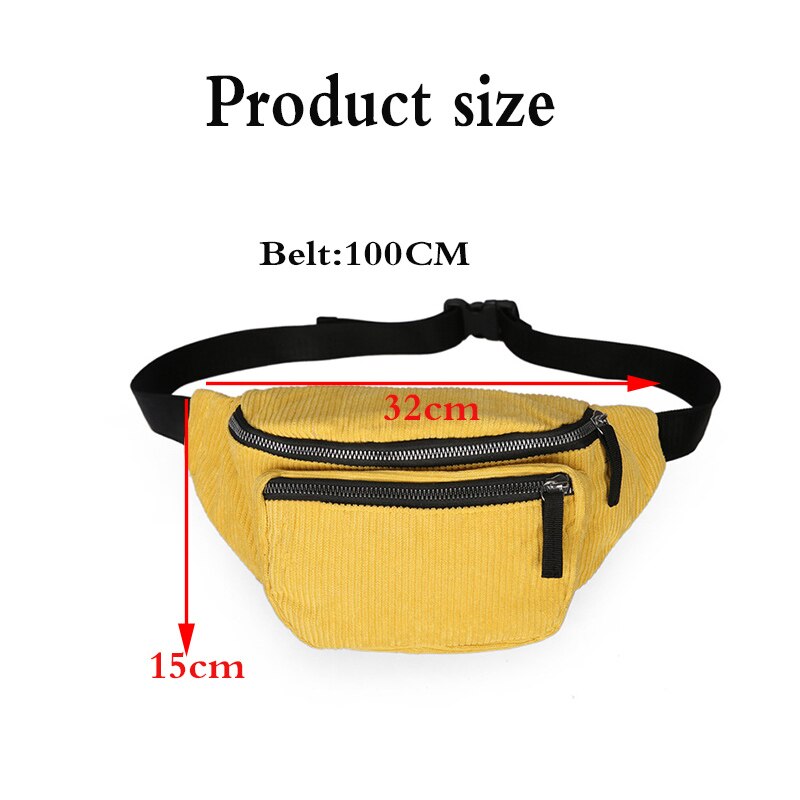 Lerret midjeveske unisex glidelås brystveske street sport casuale fanny pack jente gutt midje belteposer telefon midje packb 90