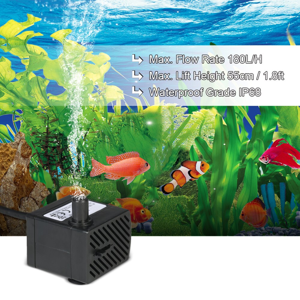 Aquarium Water Pump 220V Ultra Quiet Submersible Water Pump Filter Fish 2/2.5/4W Pond Fountain Aquarium Tank 150/180/280L/H