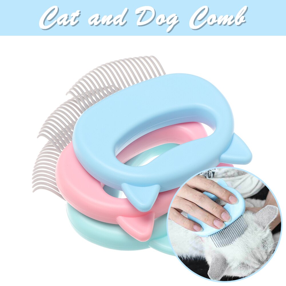 DEEUCHIS Dog Grooming Brush - Heart Shaped, Small Pet Massaging Brush For Dogs, Cats, Rabbits (Blue)