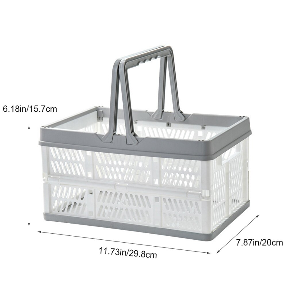 Collapsible Shopping Basket Plastic Folding Stackable Grocery Crates Storage Containers with Handles for Outdoor Travel Picnic