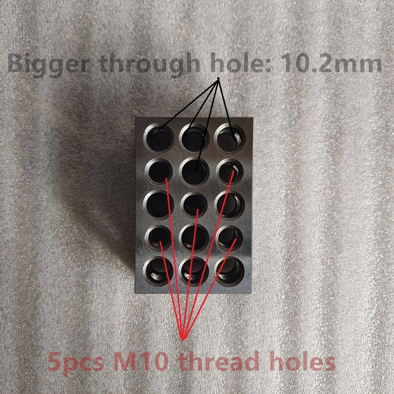 23 holes Precision 25-50-75mm Blocks, 1pair(2pcs), parallel clamping block set, steel block, 5pcs M10 threaded holes.