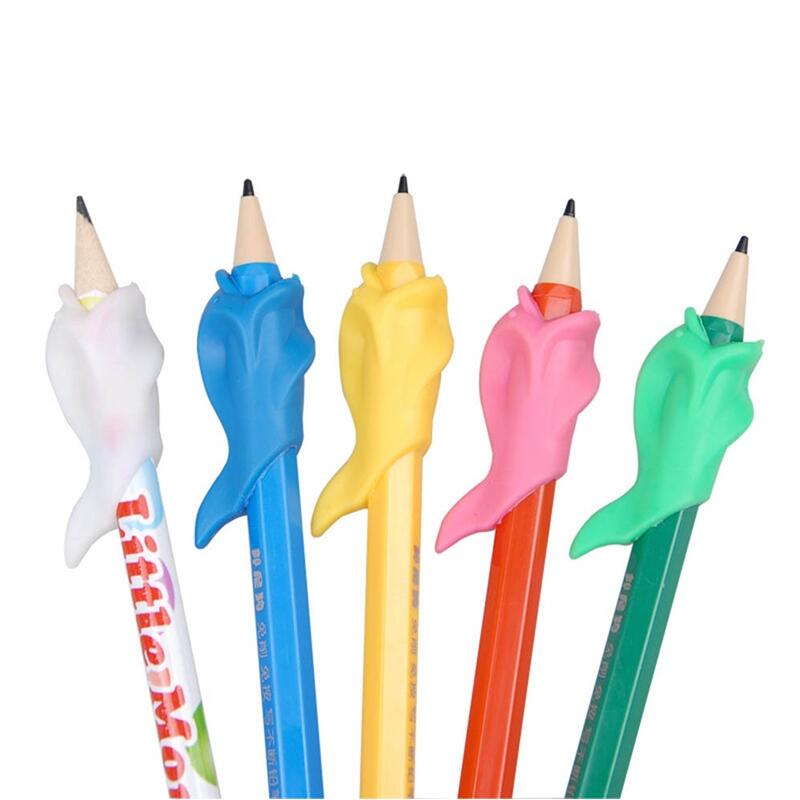100Pcs Siliconen Dolfijn Vis Houden Tekening Potlood Kinderen Creativiteit Kids Studenten Potlood Schrijven Tekening Beschermen Vinger Speelgoed
