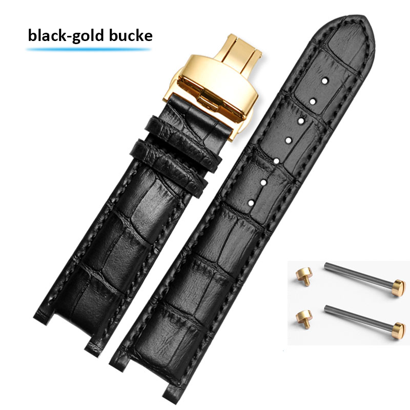 Bracelet de montre en cuir cranté 20*11mm 22*13mm pour GC Guess Passa véritable Lleathe chaîne de montre étanche hommes femmes: Noir Vert / 18mm